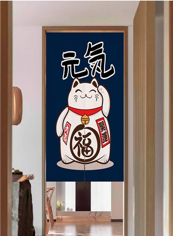 RLoncomix Japanese Noren Doorway Curtain Tapestry Maneki Neko Lucky Cat Door Curtain Ukiyoe Room Divider Home Decoration, 29 x 35 inches - Image 2